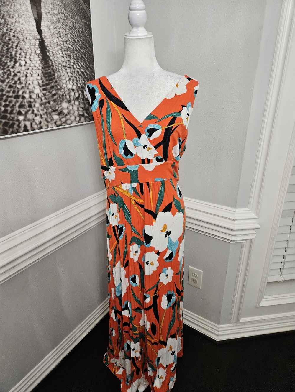 Sigrid olsen Maxi Dress XL floral vneck sleeveless - Picture 3 of 6